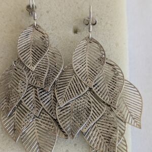 Silver Leaf Drop Earrings - Women Jewelry Earrings